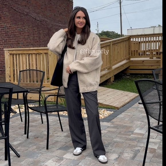 Zara * Oversized Long Bomber Jacket Cream - Picture 6 of 17